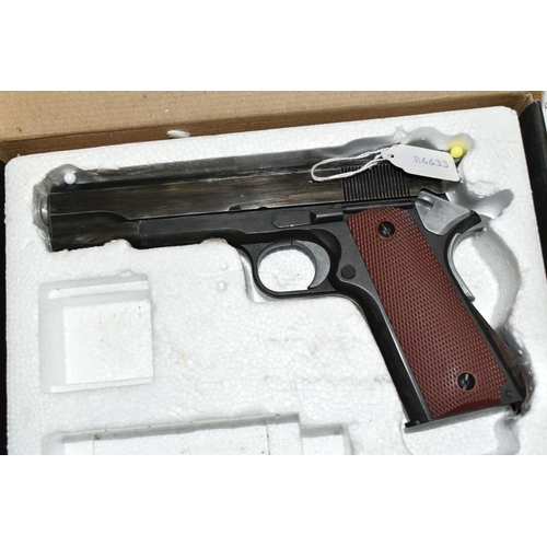 653 - A BOXED BB GAS OPERATED COPY OF THE COLT MODEL 1911A PISTOL BY ARMY ARMAMENT, model R31-C, together ... 