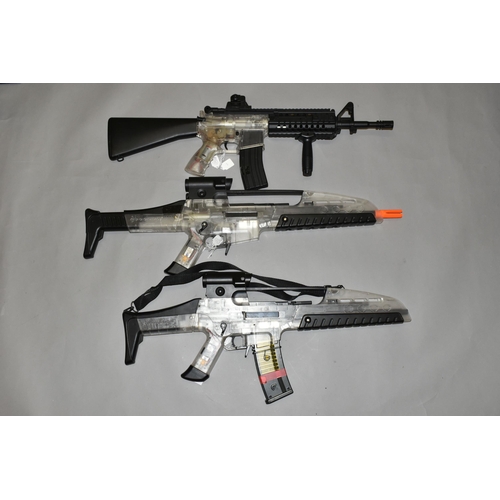 655 - TWO BB ELECTRICALLY OPERATED FIREPOWER ASSUALT DESIGN AIR RIFLES, serial numbers FP060408689 and FP0... 