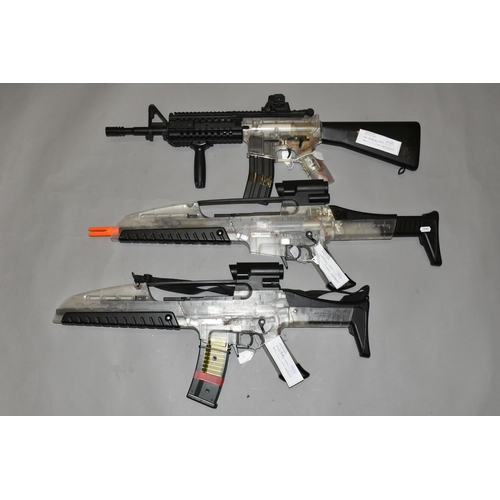 655 - TWO BB ELECTRICALLY OPERATED FIREPOWER ASSUALT DESIGN AIR RIFLES, serial numbers FP060408689 and FP0... 