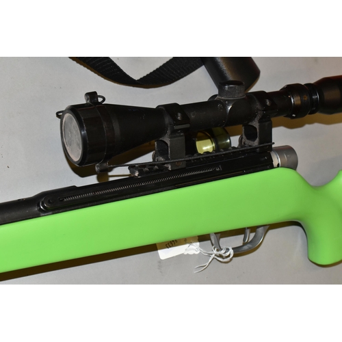 656 - A BB SPRING OPERATED BOLT ACTION AIR RIFLE, fitted with a scope, bearing no make or serial number, i... 