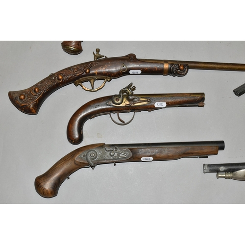 668 - THIRTEEN REPLICA PISTOLS, mainly based on percussion and flintlock designs (1 BOX)