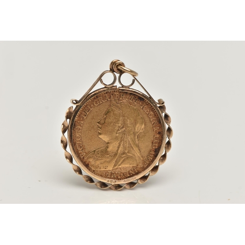 10 - A HALF SOVEREIGN PENDANT, a Queen Victoria, half sovereign coin dated 1895, in a collet mount with r... 