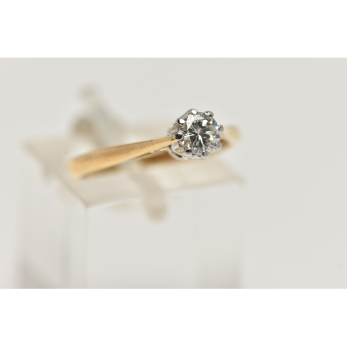 2 - A SINGLE STONE DIAMOND RING, the brilliant cut diamond within an eight claw setting to the tapered y... 