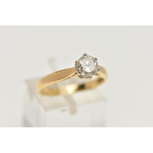 31 - AN 18CT GOLD, SINGLE STONE DIAMOND RING, round brilliant cut diamond, estimated diamond weight 0.75c... 