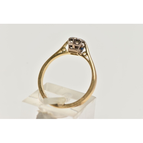 53 - A YELLOW METAL SINGLE STONE DIAMOND RING, round brilliant cut diamond, illusion set, estimated diamo... 