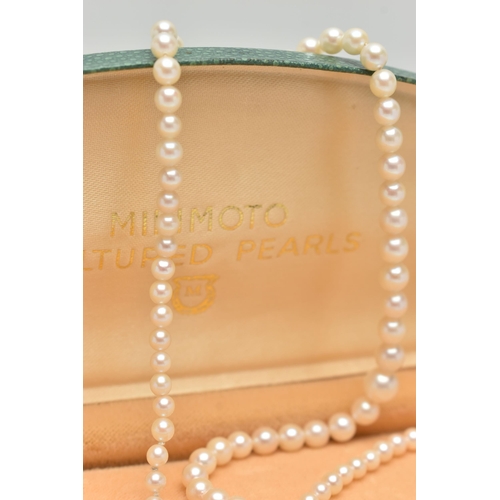 63 - A SINGLE STRAND OF GRADUATED CULTURED PEARLS, approximate pearl measurements 3.5mm to 7mm, approxima... 