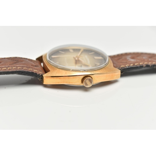 72 - AN AUTOMATIC BULOVA AMBASSADOR, textured ombre dial with gold baton markers, day-date function at th... 