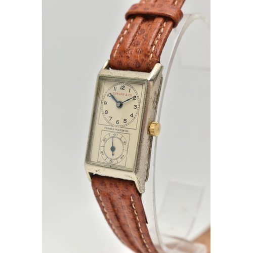 78 - A TIFFANY & CO WRISTWATCH, hand wound movement, rectangular dial signed Tiffany & Co Pioneer Watc... 