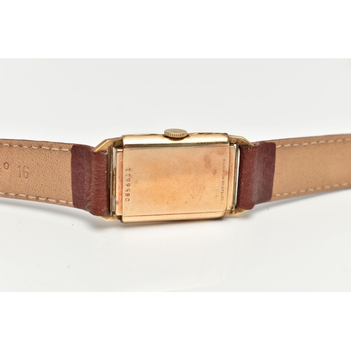 79 - A BULOVA WRISTWATCH, hand wound movement, rectangular dial signed Bulova, Arabic numerals, subsi... 