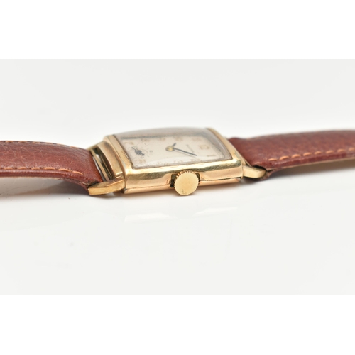 79 - A BULOVA WRISTWATCH, hand wound movement, rectangular dial signed Bulova, Arabic numerals, subsi... 