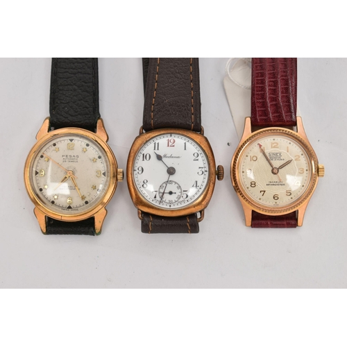 80 - THREE GENTS WRISTWATCHES, to include a 'Pesag' automatic 25 jewels wristwatch, round silver dial Ara... 