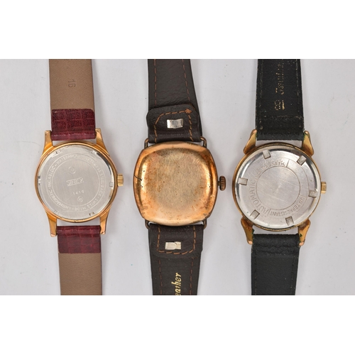 80 - THREE GENTS WRISTWATCHES, to include a 'Pesag' automatic 25 jewels wristwatch, round silver dial Ara... 