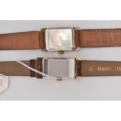 81 - TWO WRISTWATCHES, the first a 'Benrus' manual wind watch, discoloured rectangular dial signed 'Benru... 