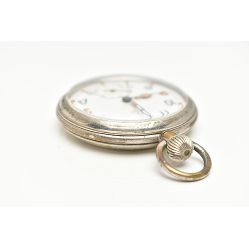 83 - AN 'OMEGA' POCKET WATCH, manual wind, round white dial signed 'Omega', Arabic numerals, subsidiary d... 