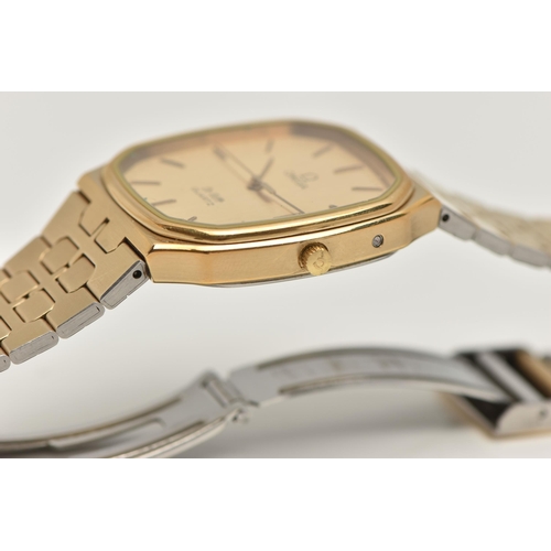 92 - A GENTS 'OMEGA DE VILLE' WRISTWATCH, quartz movement, gold dial signed 'Omega De Ville Quartz', bato... 