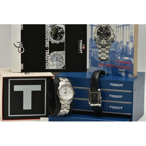 96 - TWO BOXED 'TISSOT' WRISTWATCHES, the first with a black dial signed 'Tissot 1853', Arabic twelve, th... 