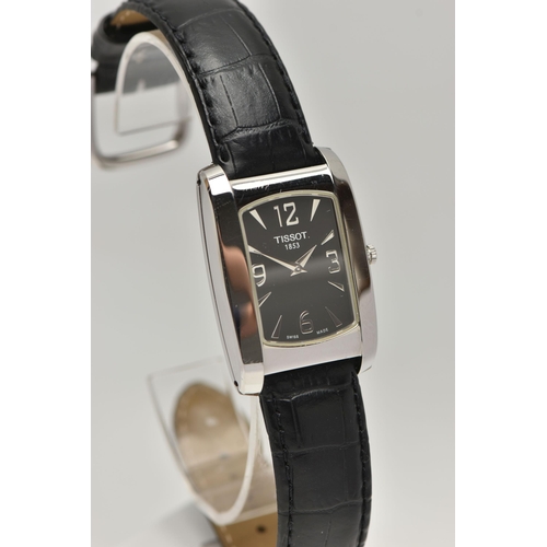 96 - TWO BOXED 'TISSOT' WRISTWATCHES, the first with a black dial signed 'Tissot 1853', Arabic twelve, th... 