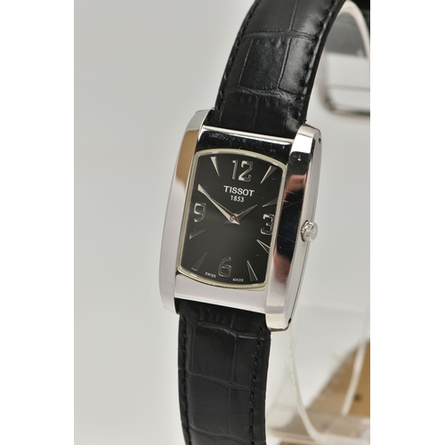 96 - TWO BOXED 'TISSOT' WRISTWATCHES, the first with a black dial signed 'Tissot 1853', Arabic twelve, th... 