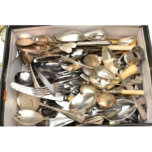 184 - TWO BOXES OF ASSORTED CUTLERY, to include a cased fish server set, an AF cased set of six fish knive... 