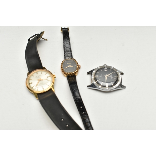 187 - A BOX OF ASSORTED WRISTWATCHES, to include a gents gold plated 'B.Jobin' wristwatch fitted with a bl... 