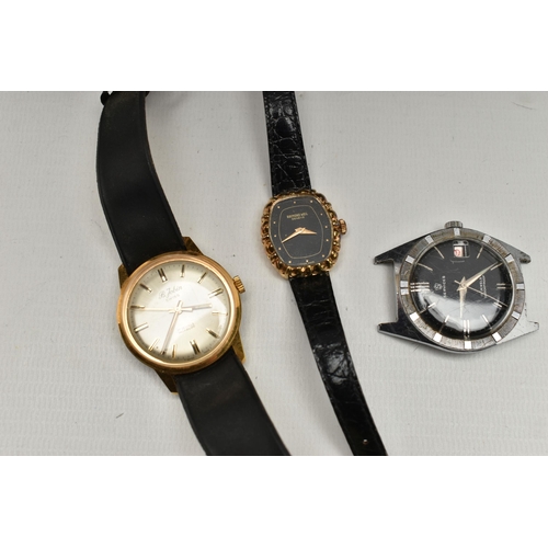 187 - A BOX OF ASSORTED WRISTWATCHES, to include a gents gold plated 'B.Jobin' wristwatch fitted with a bl... 