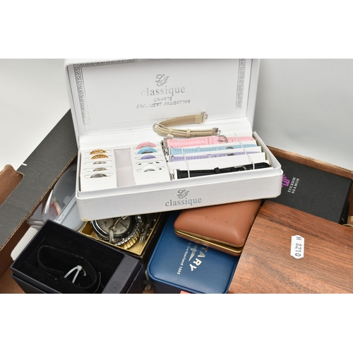 187 - A BOX OF ASSORTED WRISTWATCHES, to include a gents gold plated 'B.Jobin' wristwatch fitted with a bl... 