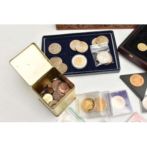 205 - A WALKERS SNACK BOX CONTAINING MOSTLY 20TH CENTURY WORLD COINAGE, to include The Queens Two Albums 2... 