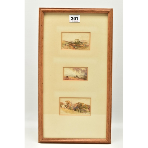 301 - CIRCLE OF ROBERT BRANDARD (1805-1862) THREE LANDSCAPE STUDIES, unsigned, watercolours on paper, appr... 