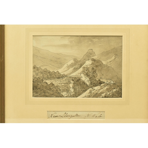 309 - ATTRIBUTED TO E BECKER (ACTIVE 1793-1810), 'NEAR LLANGOLLEN N. WALES', a Welsh landscape study with ... 