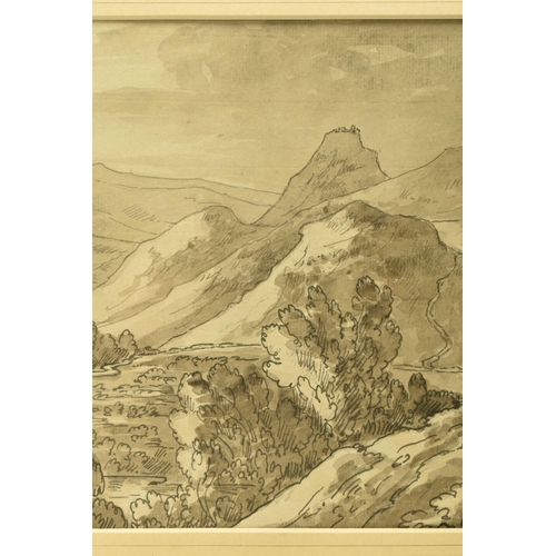 309 - ATTRIBUTED TO E BECKER (ACTIVE 1793-1810), 'NEAR LLANGOLLEN N. WALES', a Welsh landscape study with ... 