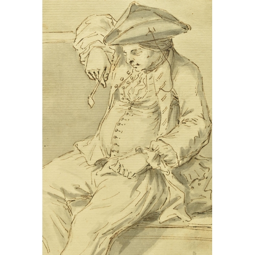 311 - ATTRIBUTED TO LOUIS PHILIPPE BOITARD (?-circa 1770) A STUDY OF A SLEEPING MAN WITH A PIPE, unsigned,... 