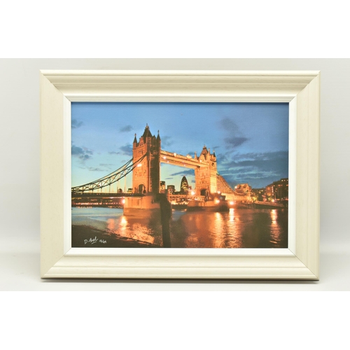 323 - DAREN BAKER (BRITISH 1976) 'ON THE RIVER', a limited edition print on board depicting Tower Bridge, ... 