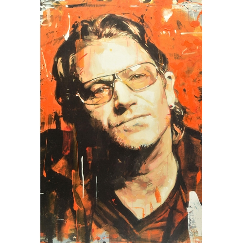 342 - ZINSKY (BRITISH CONTEMPORARY) 'ROCK STAR - BONO', a signed limited edition print on canvas depicting... 