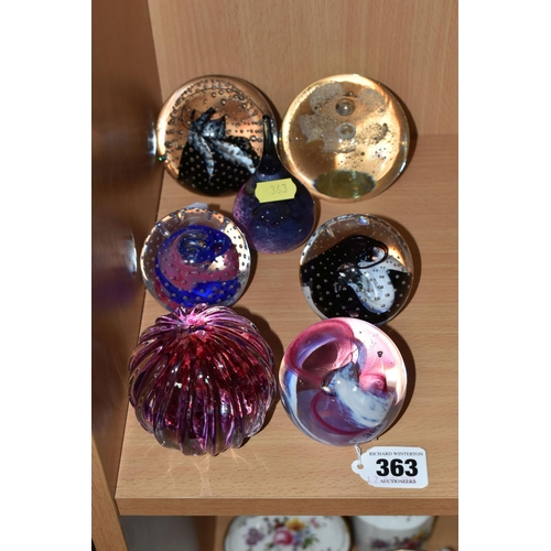 363 - SEVEN CAITHNESS GLASS PAPERWEIGHTS, comprising Caithness 'Morning Dew', 'Cauldron Sable', 'Reflectio... 