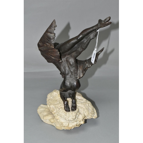 367 - A  BRONZED RESIN SCULPTURE 'EL VUELO', signature under wing and name plaque Josef Bofill (1) (Condit... 