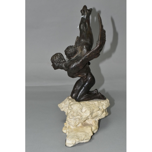 367 - A  BRONZED RESIN SCULPTURE 'EL VUELO', signature under wing and name plaque Josef Bofill (1) (Condit... 