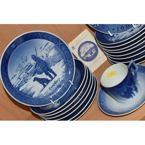 376 - ROYAL COPENHAGEN CHRISTMAS COLLECTOR'S PLATES, comprising sixteen plates 'The Last Umiak' 1968 - 'Me... 