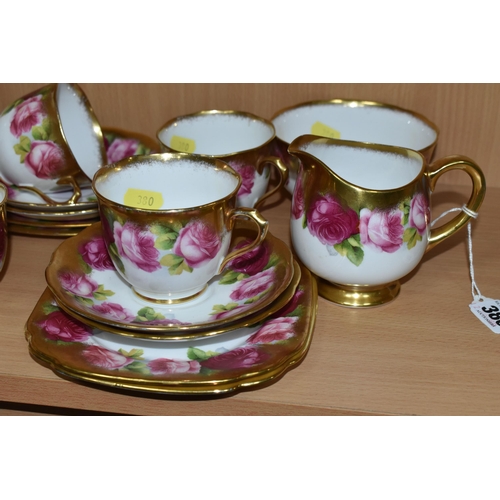 380 - A ROYAL ALBERT OLD ENGLISH ROSE PATTERN TEA SET, comprising a square cake plate, milk jug (hairline ... 