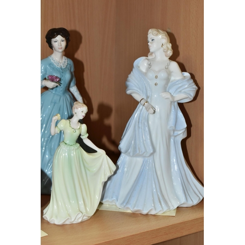 381 - FIVE BOXED COALPORT FIGURINES, comprising three limited edition The Catherine Cookson Collection fig... 