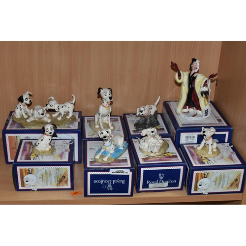 389 - EIGHT BOXED ROYAL DOULTON 'DISNEY'S 101 DALMATIANS' FIGURES, comprising Cruella de Vil DM1, Penny DM... 