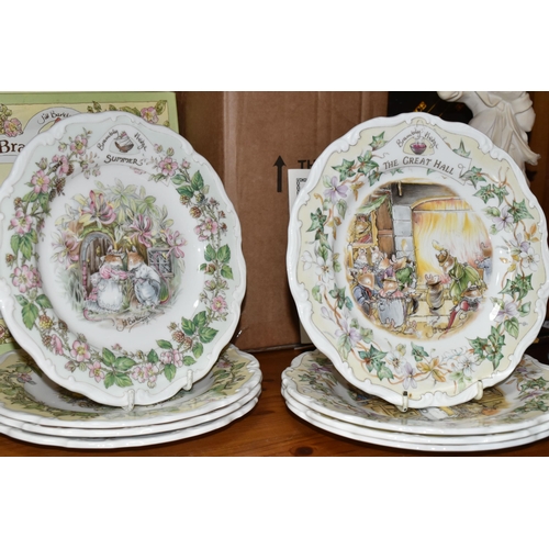 396 - EIGHT ROYAL DOULTON 'BRAMBLY HEDGE' PLATES, AND TWO CAPODIMONTE FIGURES, the Brambly Hedge plates co... 