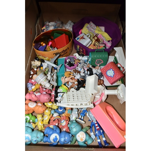 429 - TWO BOXES OF CARE BEARS AND MATTEL DOLLS, to include five 1990's Mattel Barbie Kelly Club dolls with... 