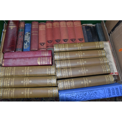 436 - FOUR BOXES OF OVER SIXTY FIVE ENCYCLOPEDIAS AND ANTIQUARIAN BOOKS, to include eleven volumes of The ... 