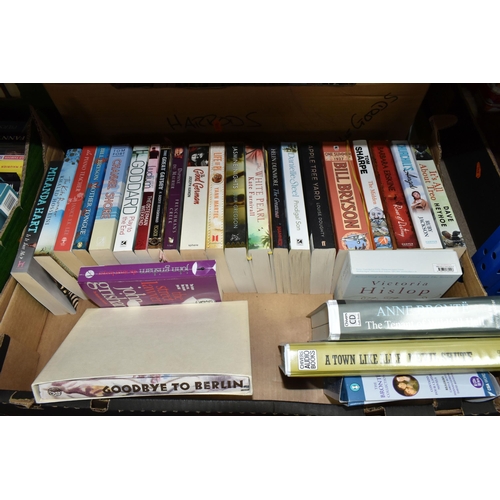 472 - FIVE BOXES OF BOOKS containing approximately 140 miscellaneous titles in hardback and paperback form... 