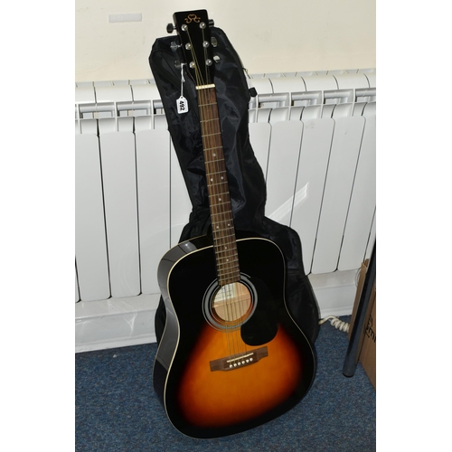 492 - AN SX GUITARS MD160/VS ACOUSTIC GUITAR with Tobacco sunburst finish along with a soft case