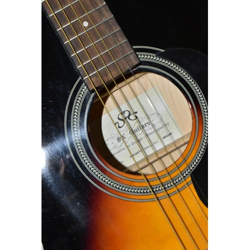 492 - AN SX GUITARS MD160/VS ACOUSTIC GUITAR with Tobacco sunburst finish along with a soft case