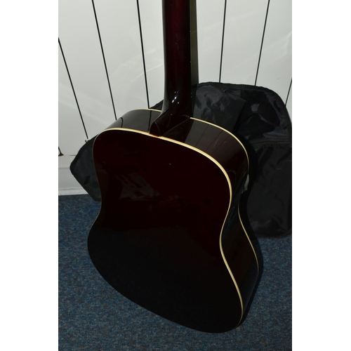 492 - AN SX GUITARS MD160/VS ACOUSTIC GUITAR with Tobacco sunburst finish along with a soft case