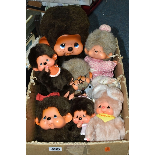 495 - ONE BOX OF 1970'S SEKIGUCHI MONCHHICHI DOLLS, made in Japan, to include twelve assorted dolls, a lar... 