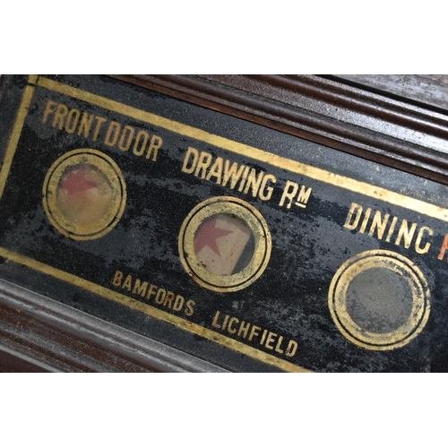 500 - A BUTLER'S/SERVANTS INDICATOR BOX, glazed front with black and gold lettering Front Door-Drawing Roo... 