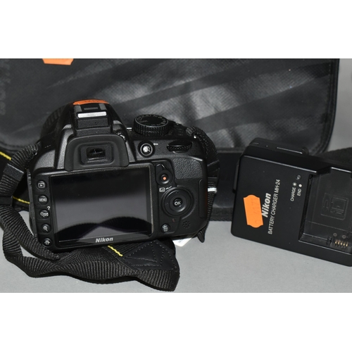 501 - A NIKON D3100 DIGITAL SLR CAMERA fitted with a DF-S DX Nikkor 18-55mm f3.5 lens, one battery and cha... 